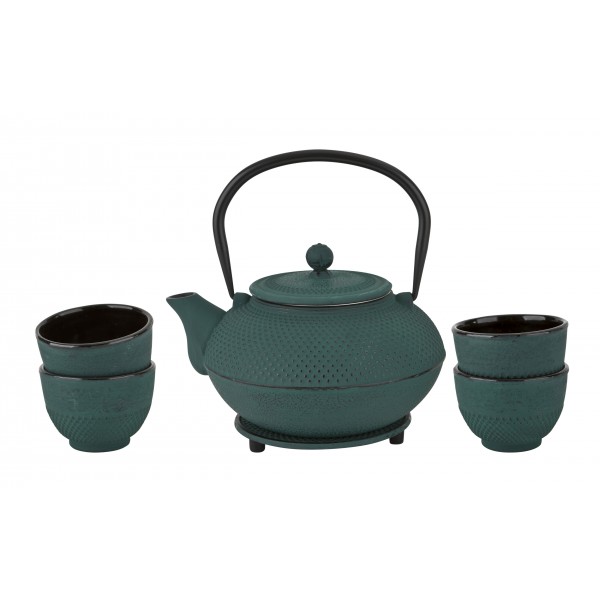 Żeliwny zestaw do parzenia herbaty w stylu Japanese zielony