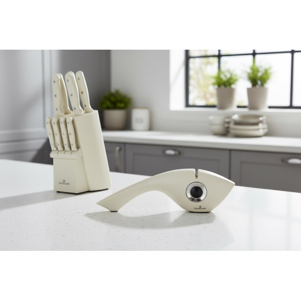 Ostrzałka do noży SHARK 3-stopniowa kremowa