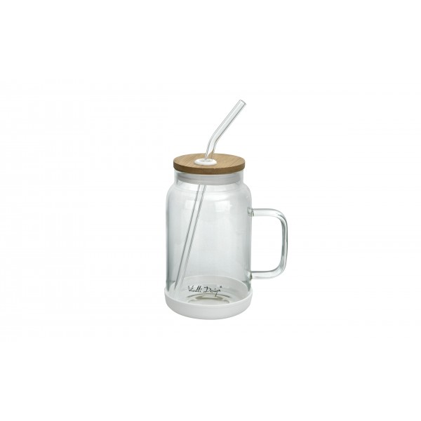 Słoik ze słomką 600 ml Fuori biały