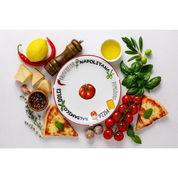 Talerz do pizzy 30,5 cm Czerwony brzeg MPL