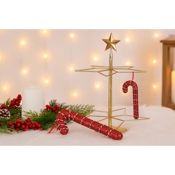 Ozdoba choinkowa Laska 21 cm mała czerwono-biała