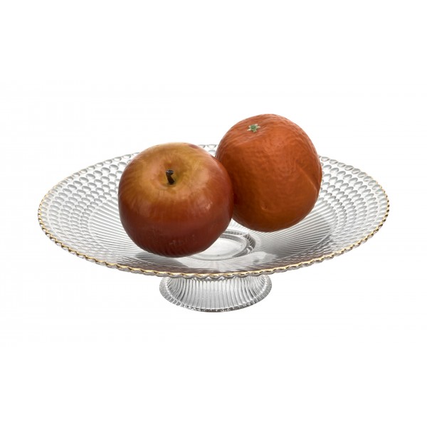 Patera szklana 22,5 cm złote obrzeże