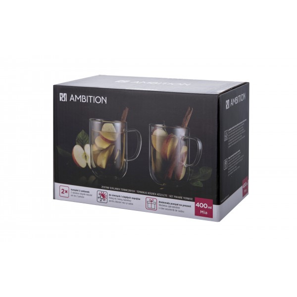 Komplet 2 Szklanek Termicznych 400 ml z podwójną ścianką Mia 96884