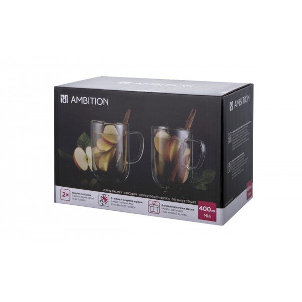 Komplet 2 Szklanek Termicznych 400 ml z podwójną ścianką Mia 96884