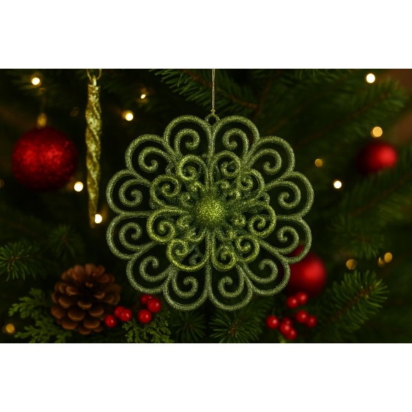 3x Ozdoba świąteczna kwiat zielony