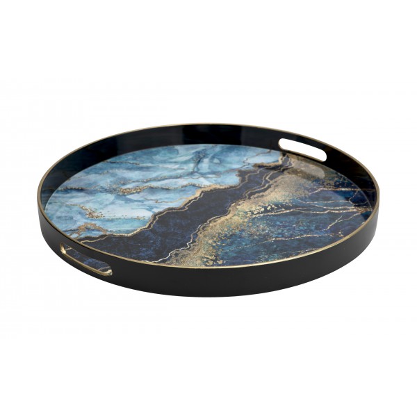 Taca dekoracyjna 46 cm czarno - złota Tulum 135948