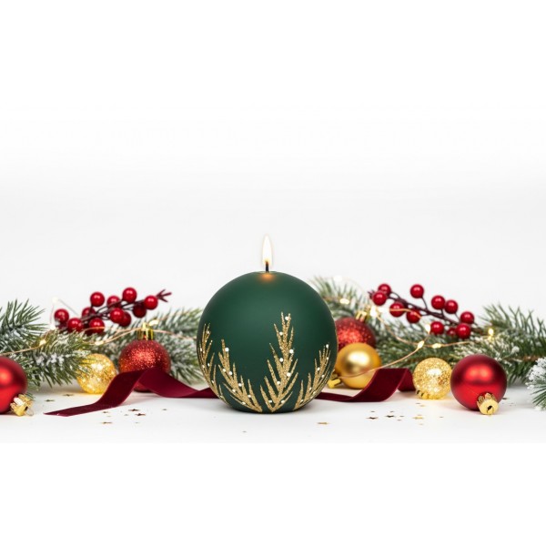 Świeca kula 8 cm Frozen Time choinkowa zieleń