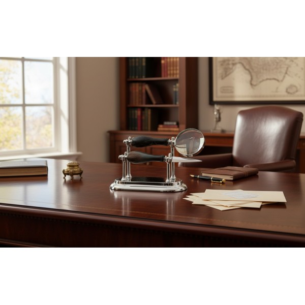 Zestaw prezentowy do listów lupa + nożyk na stojaku 120826