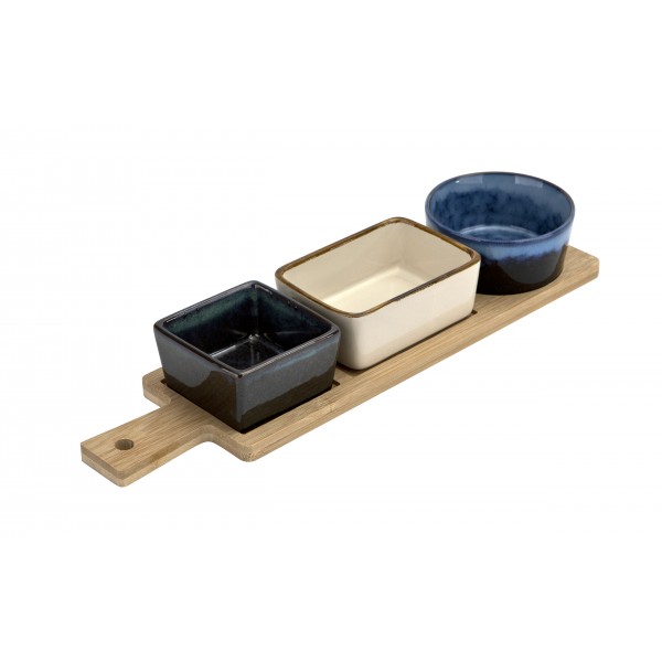 3 Miseczki ceramiczne na przekąski na tacy