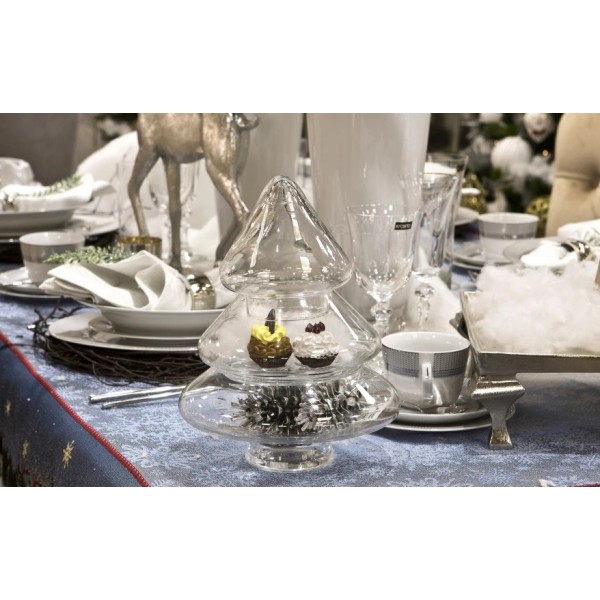 Bombonierka szklana 2-częściowa Choinka 25 cm