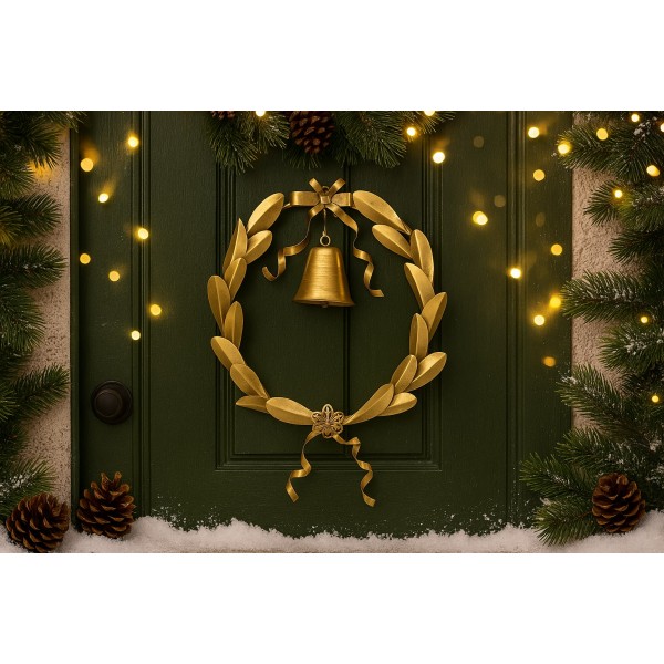 Dekoracja świąteczna Wianek metalowy złoty 38 cm