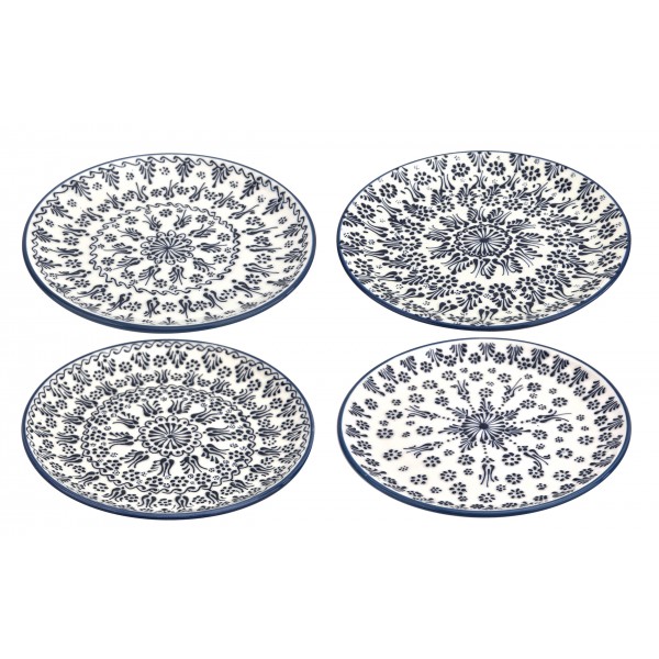 Talerz płytki obiadowy 25 cm ceramiczny Oriental White Blue