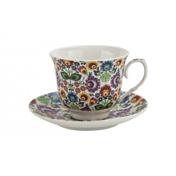 Filiżanka porcelanowa 250 ml + spodek Łowicz