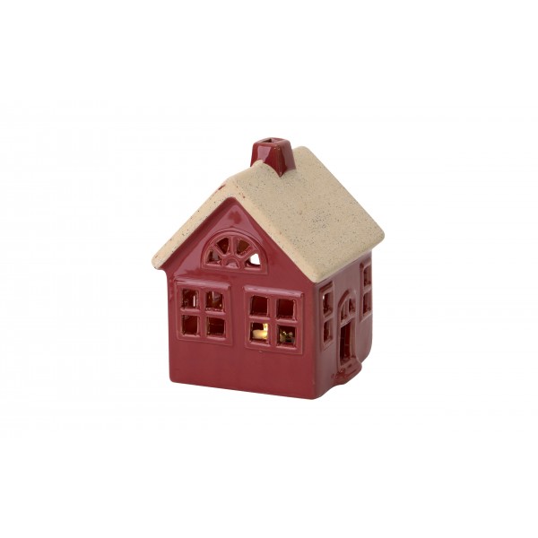 Figurka świecąca Domek ceramiczny czerwony średni 8056
