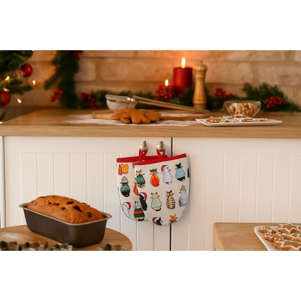 Komplet 2 łapek kuchennych Xmas Cats in Waiting 7CCAW022