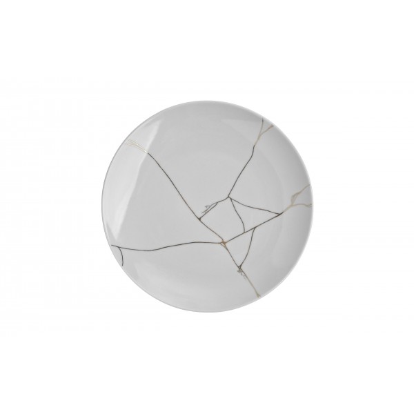 Talerz deserowy 22 cm Tektonika biała