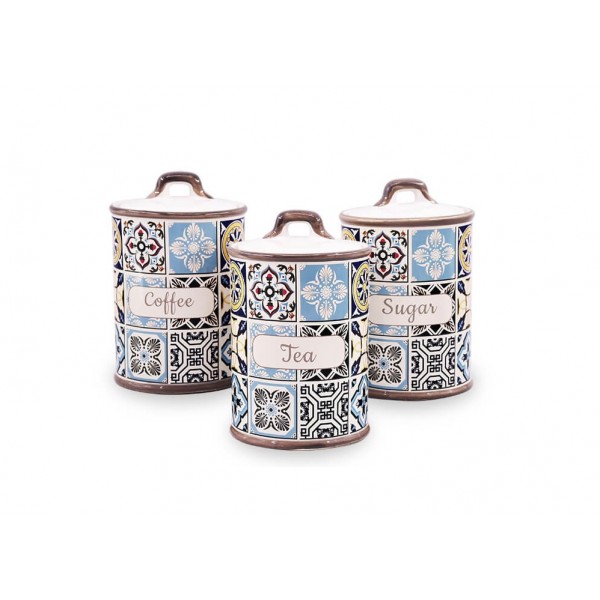 Zestaw 3 pojemników ceramicznych HOLIDAY IN PORTO