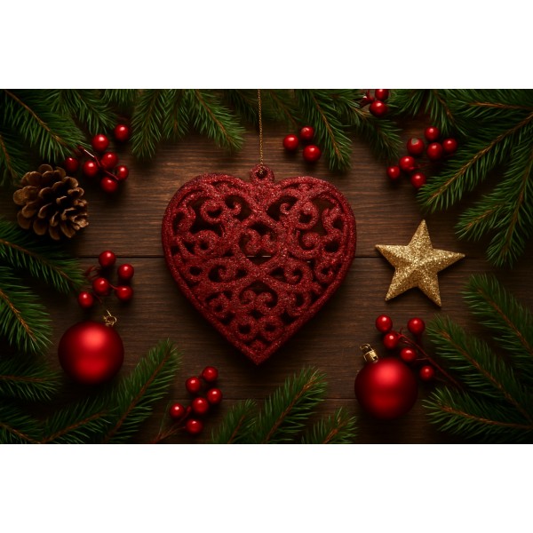 6x Bombka czerwona serce