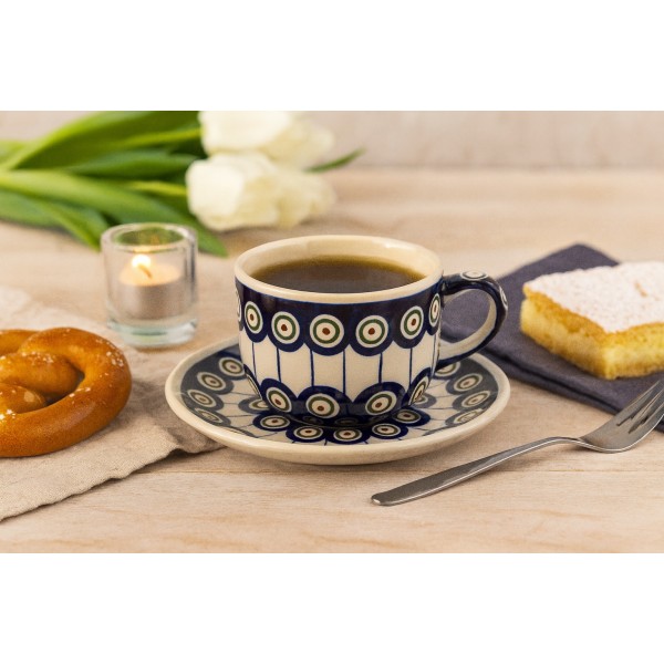 Filiżanka 220 ml ze spodkiem Bolesławiec Kropki 8