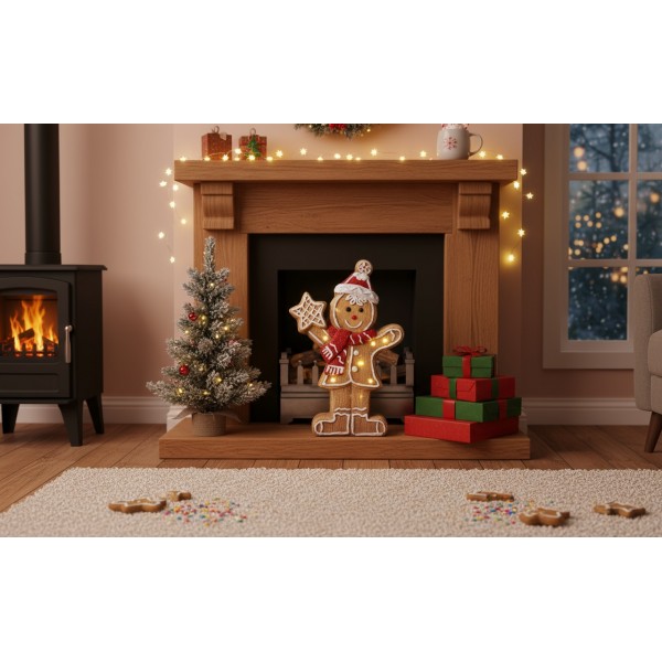 Figurka świąteczna Chłopiec Piernikowy świecąca LED 40 cm