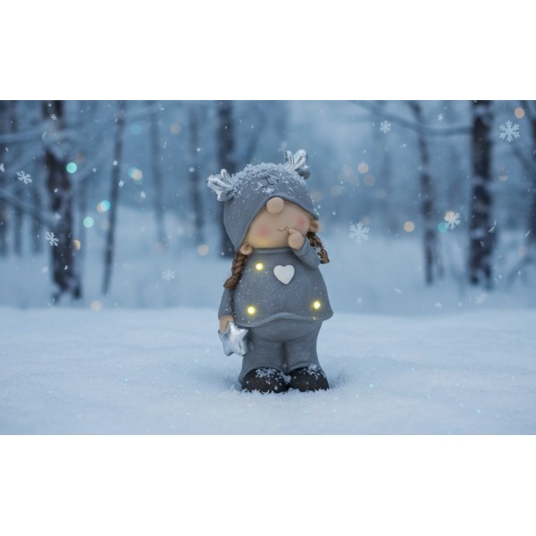 Figurka ozdobna LED Dziewczynka z warkoczami 44 cm