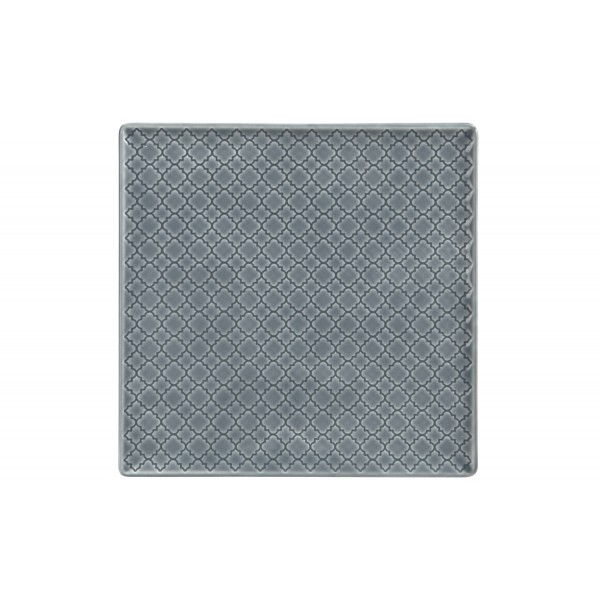 Talerz płytki kwadratowy 25,5cm Marrakesz szaro-niebieski K9
