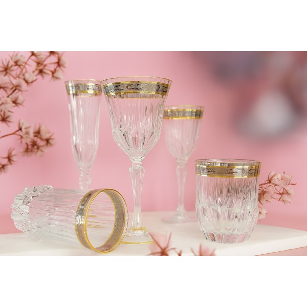 Komplet 6 kieliszków/gobletów 350 ml do wody Royal Gold