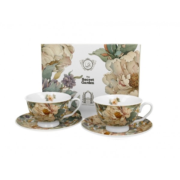 Zestaw 2 filiżanek 250 ml + spodki Peony White