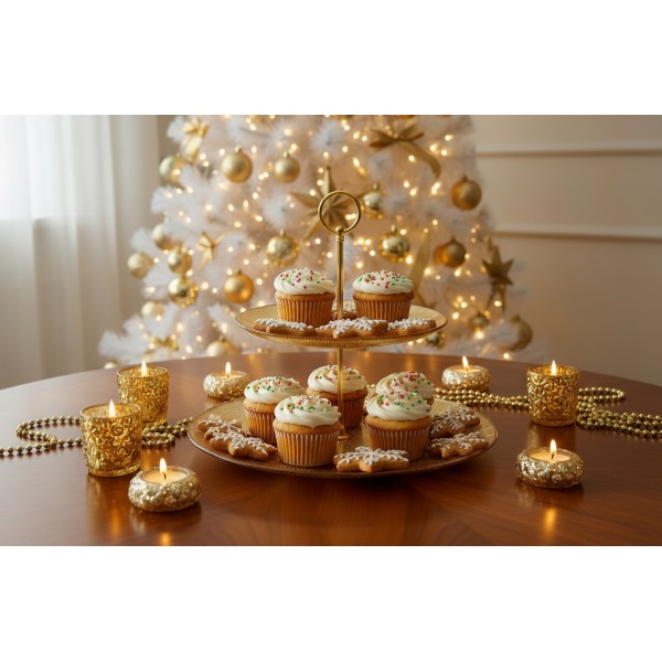 Patera dwupoziomowa 27 cm Serve złota AMBITION