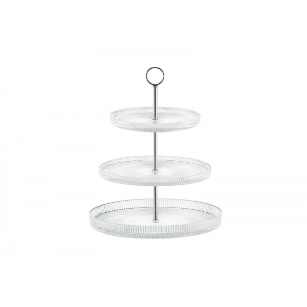 Patera trzypoziomowa 29 cm Curly srebrna AMBITION