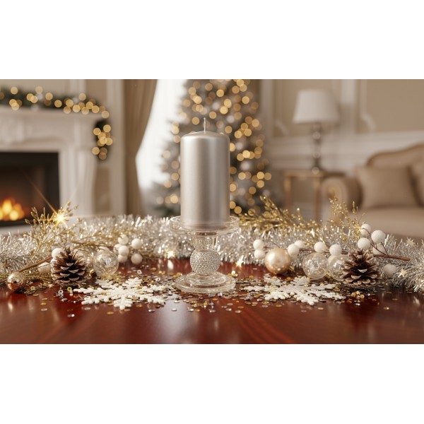 Świecznik szklany niski 8,5 cm JK0348