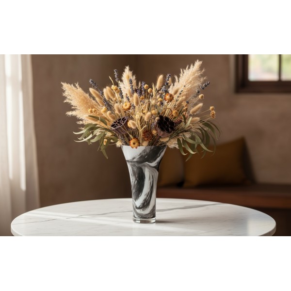 Wazon szklany 28 cm czarno-biały 2310/C275