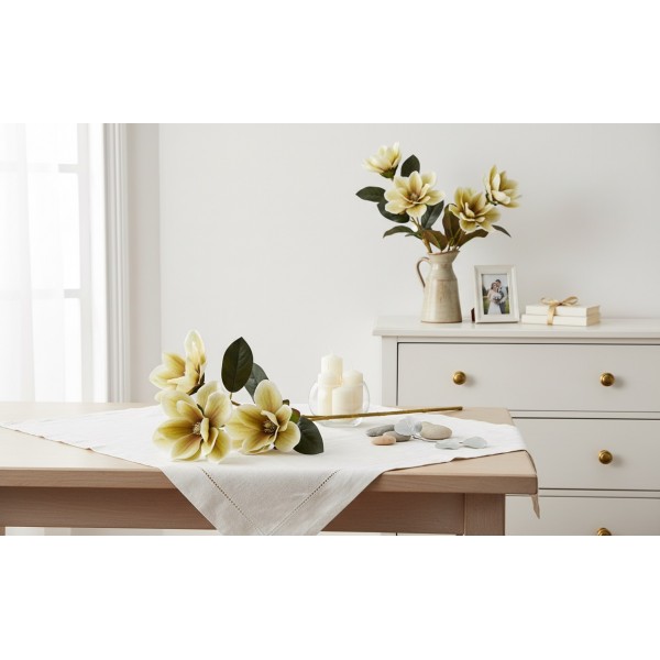 Kwiat sztuczny Magnolia 80 cm kremowy