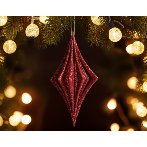 4x Bombka czerwona bączek