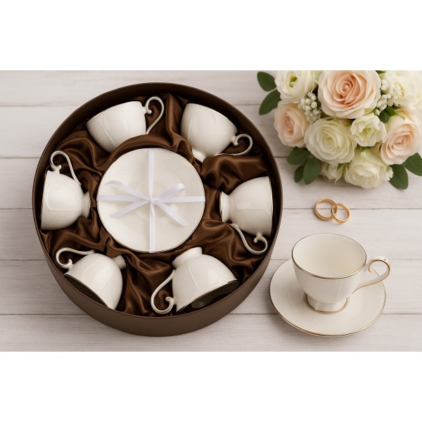 Komplet 6 filiżanek 220 ml + spodki Dubai