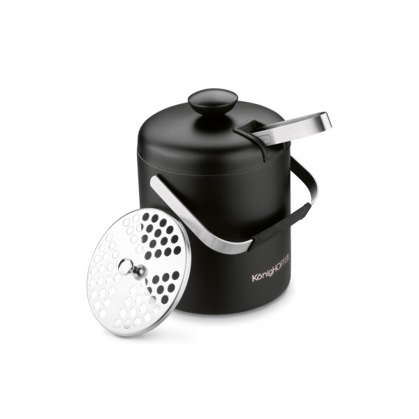 Wiaderko do lodu 1,3 L ze szczypcami Lugo czarny mat