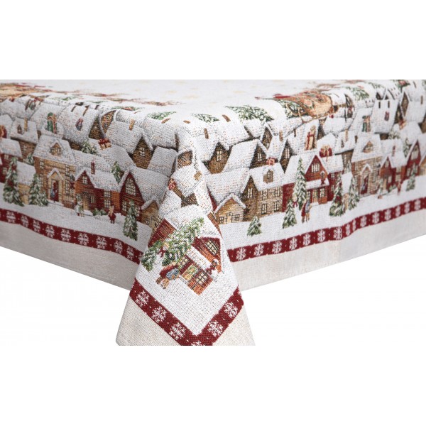 Obrus świąteczny 85x85 cm Sanie z reniferami 999