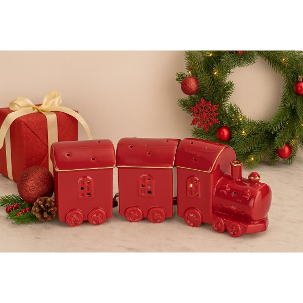 Pociąg ceramiczny czerwono-złoty led
