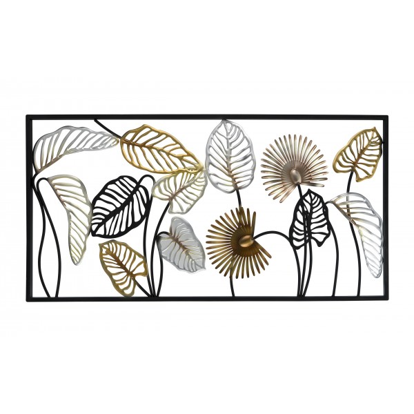 Dekoracja ścienna Liście srebrno-złote-czarne 142461