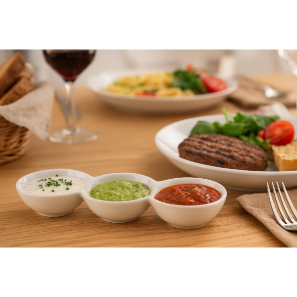 Potrójne miseczki dip 23,5 cm White MPLCo