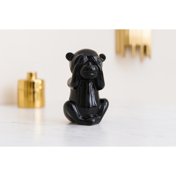 Skarbonka ceramiczna Małpka "Oczy" czarna