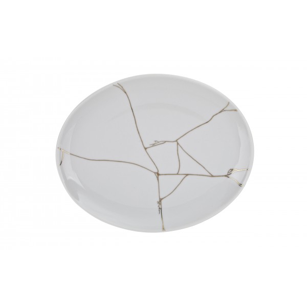 Talerz owalny 22 cm Tektonika biała