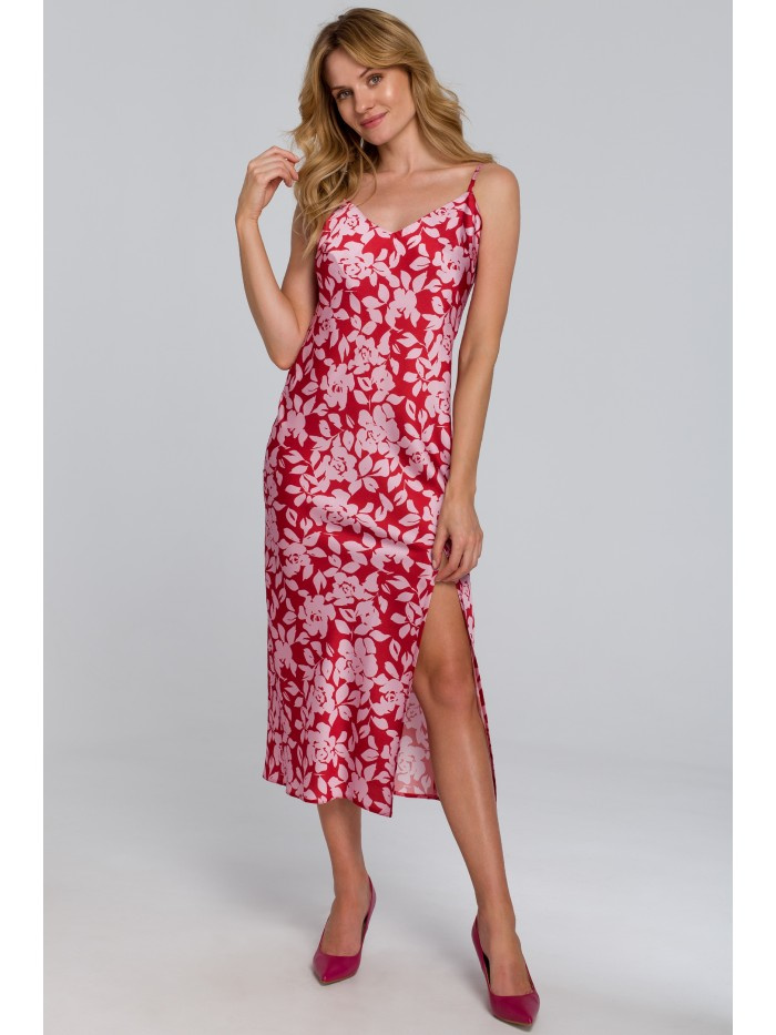 K085 Sukienka maxi na cienkich ramiączkach - model 1