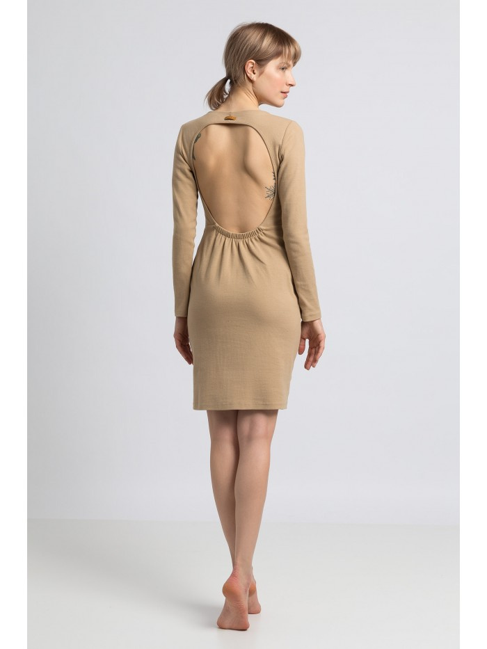 LA060 Sukienka z wycięciem na plecach - cappuccino