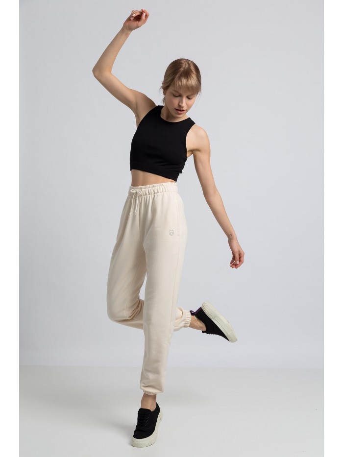 LA053 Spodnie typu Joggers - waniliowe