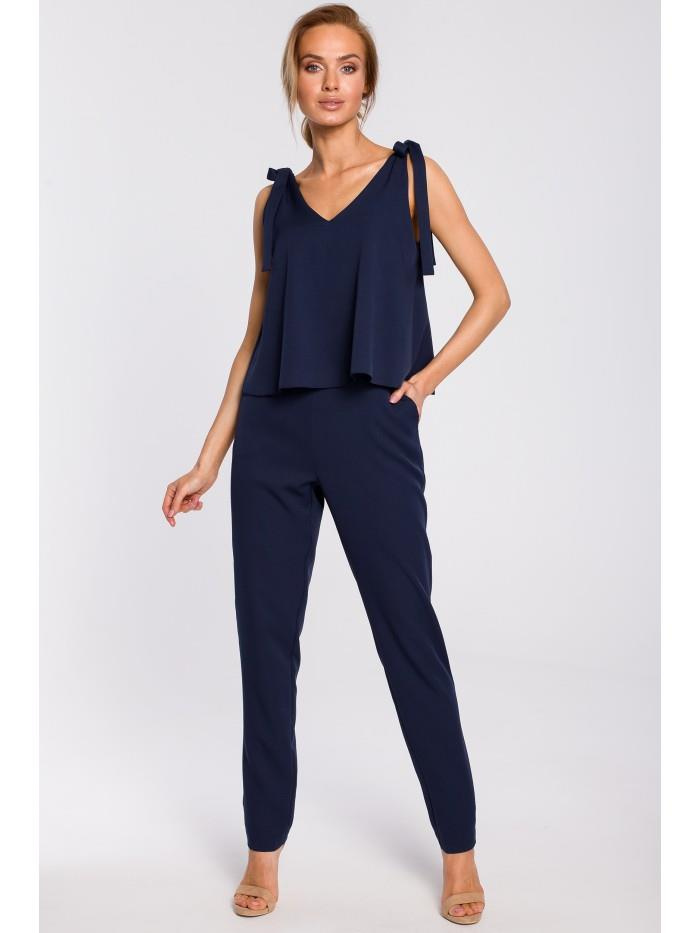M437 Kombinezon z wiązaniem na ramionach - granatowy