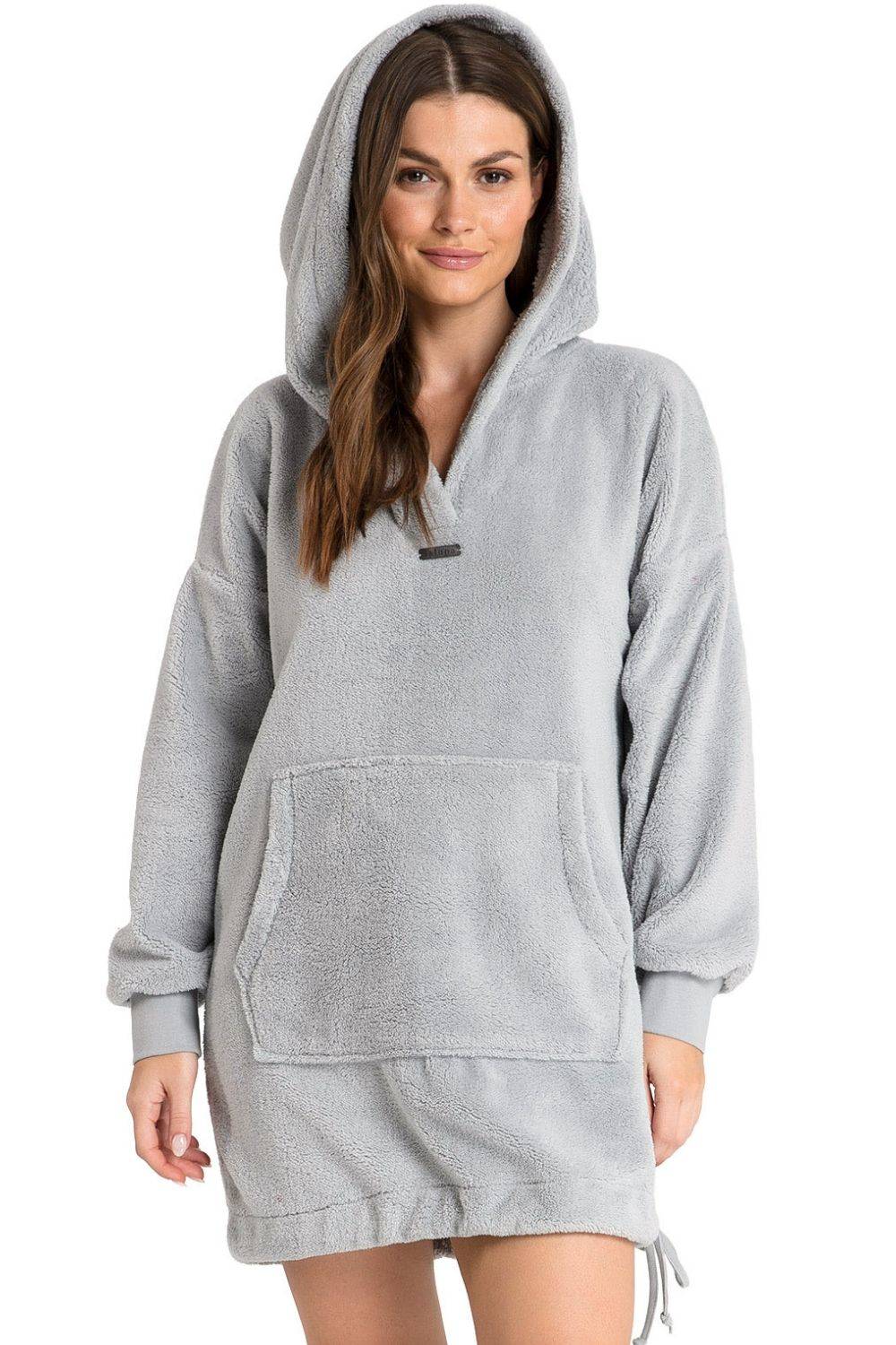 Pluszowa bluza-tunika oversize z kapturem