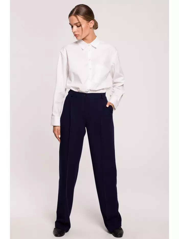 S283 Spodnie klasyczne na kant - granatowe