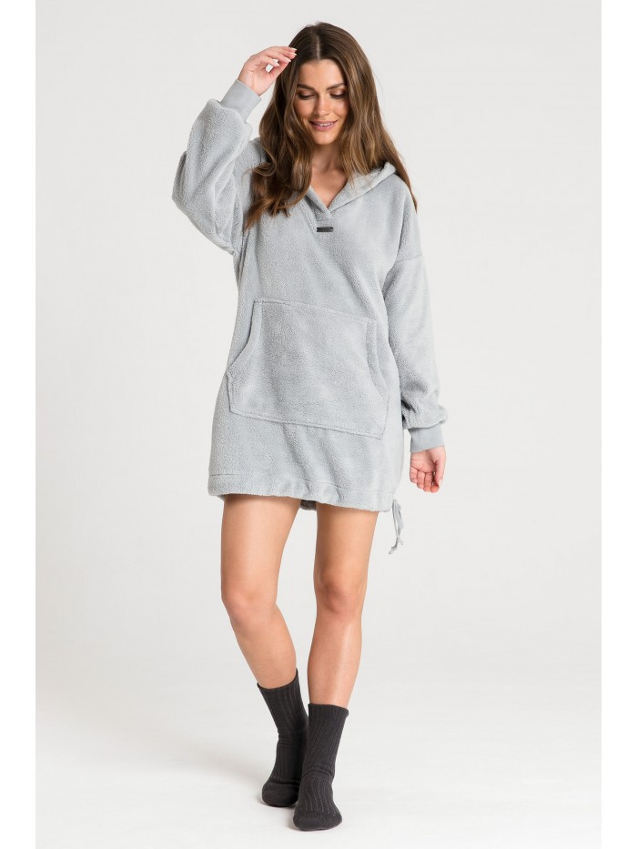 LA081 Pluszowa bluza oversize - popielata