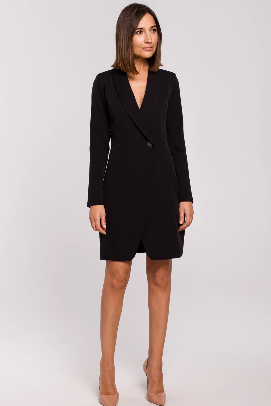 Elegancka sukienka marynarka biznesowa do pracy czarna